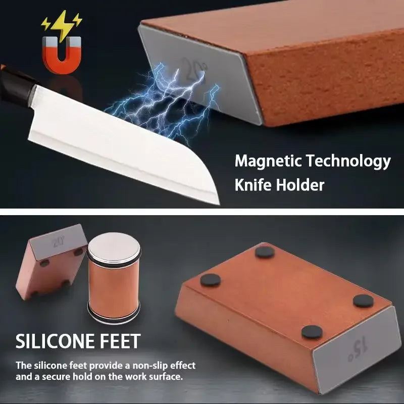15 and 20 Degrees Rolling Knife Sharpener Magnetic Knife Holder Diamond Sharpening Stone Kit with Angle Roller Kitchen Accessory